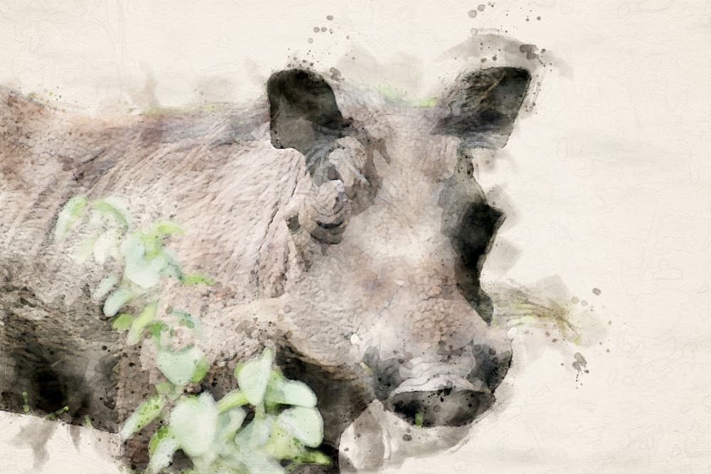 Watercolor Warthog Portrait by Arno Du Toit — canvas wall art