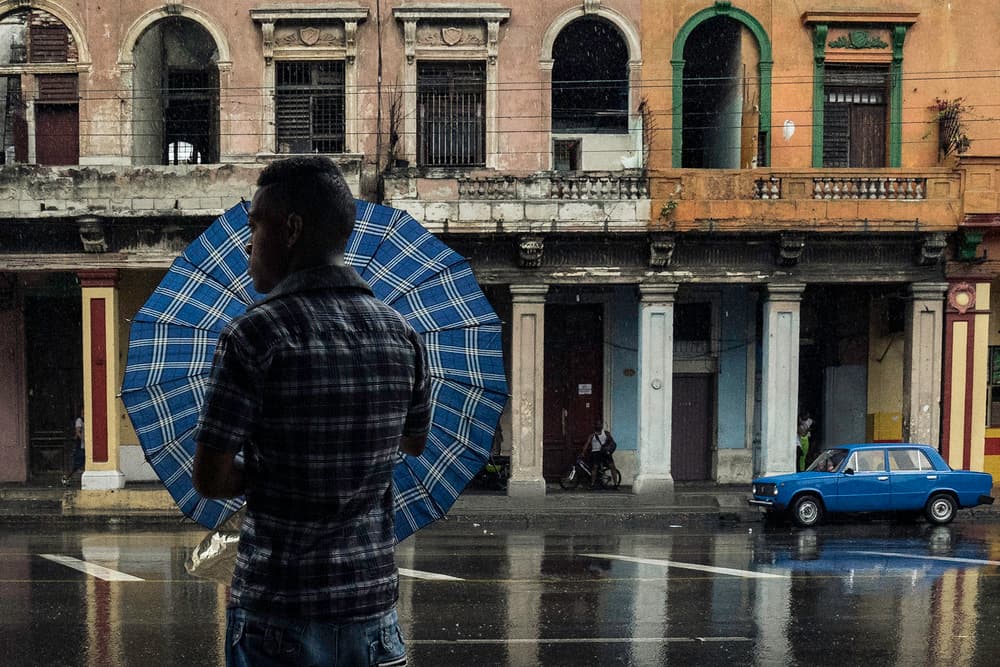 Rainy Havana Street Scene by Andy Bauer — canvas wall art