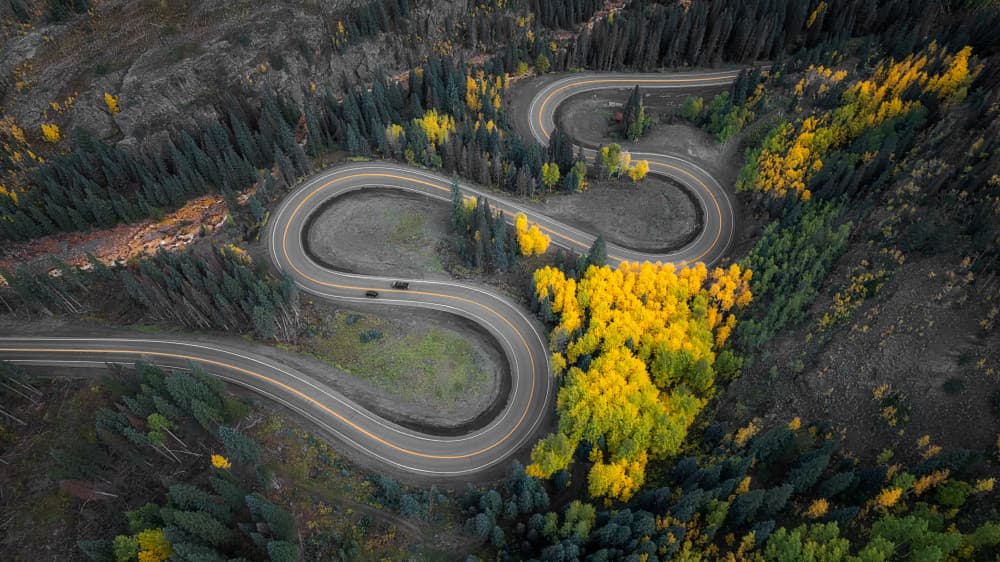 Autumn Mountain Highway by Mei Xu — canvas wall art