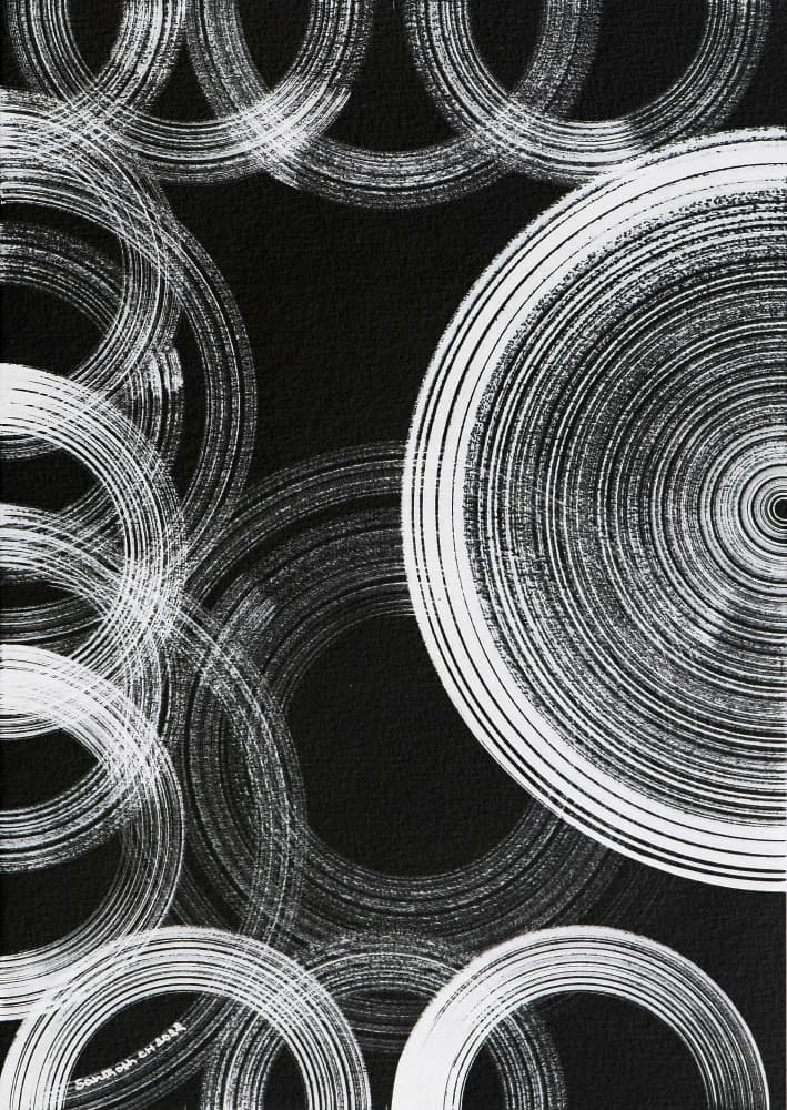 Dynamic Black White Circles by Santhosh ch — canvas wall art