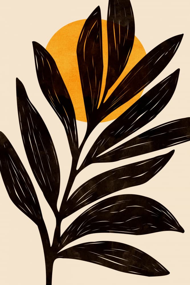 Black Botanical Sunshine by Kristian Gallagher — canvas wall art