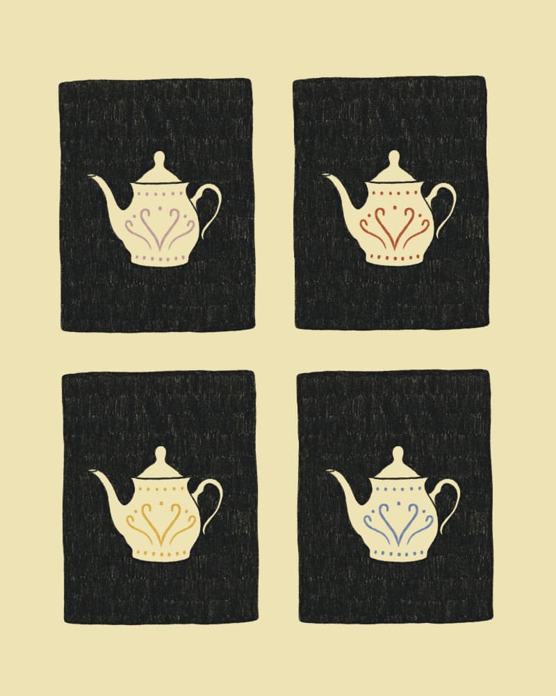 Cozy Heart Teapots by Marina Alaburic — canvas wall art