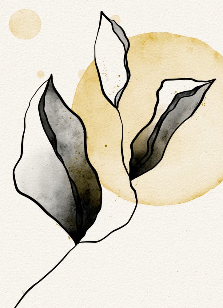 Golden Botanical Leaves by Ankie Kooi — canvas wall art
