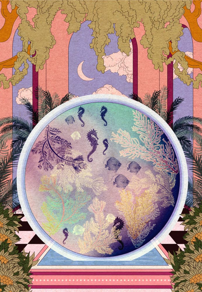 Enchanted Seahorse Garden by OMG Kitty — canvas wall art
