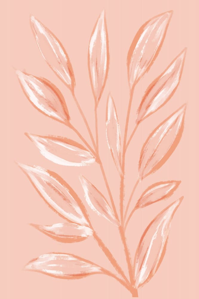 Peach Watercolor Leaves by Martina — canvas wall art