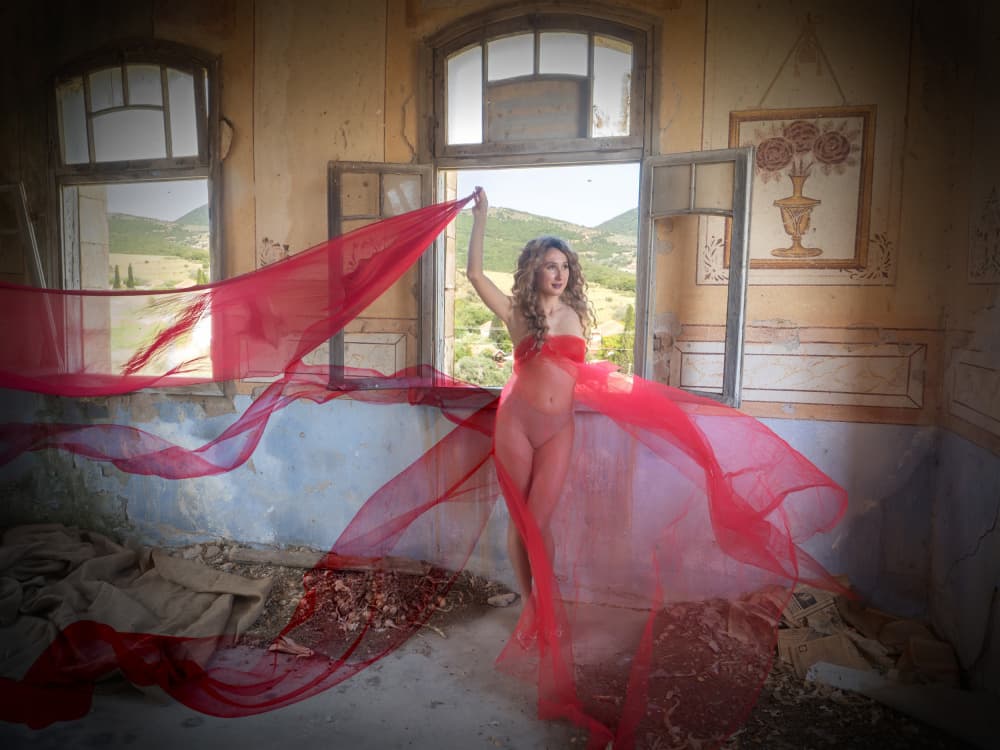 Flowing Red In Ruins by Svetlana Kirzh — canvas wall art