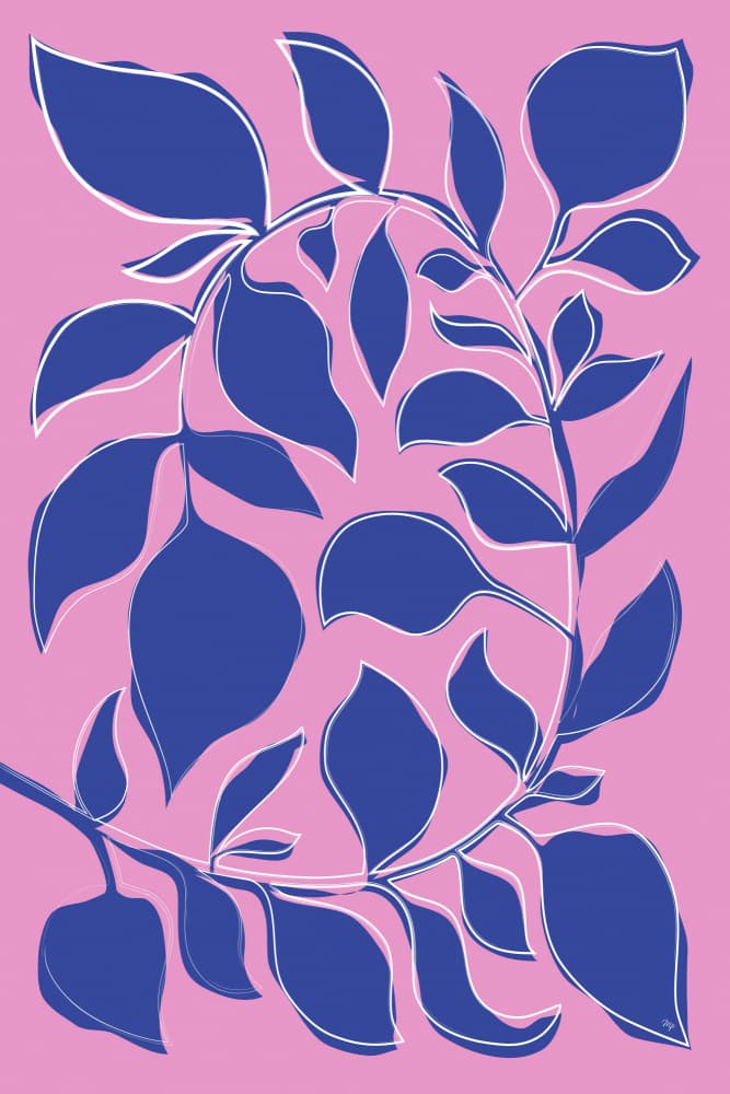 Pink and Blue Botanicals by Martina — canvas wall art