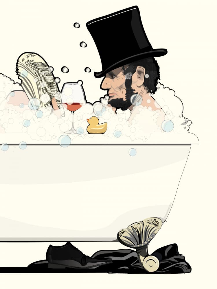Lincoln's Relaxing Bubble Bath by In The Washroom — canvas wall art