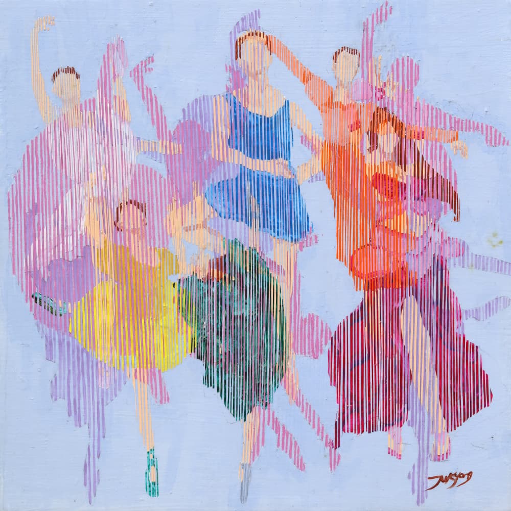 Colorful Ballet Dancers by Jukyong Park — canvas wall art