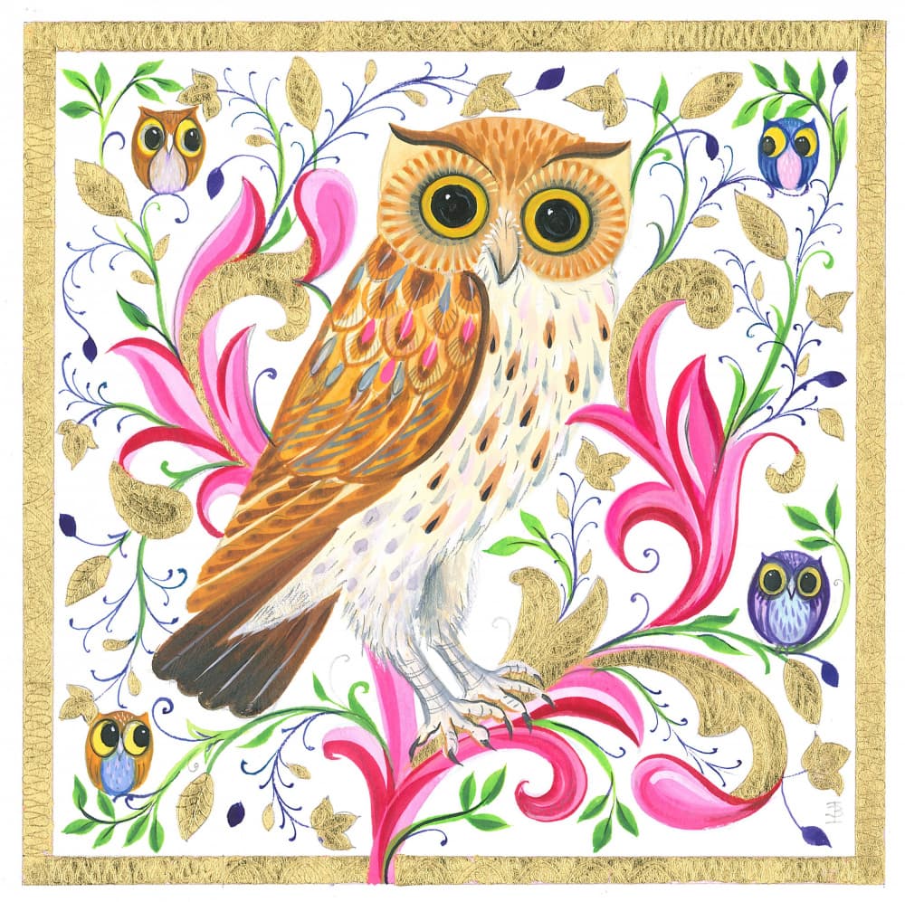 Owl Surrounded By Ornate Floral Designs by Isabelle Brent — canvas wall art