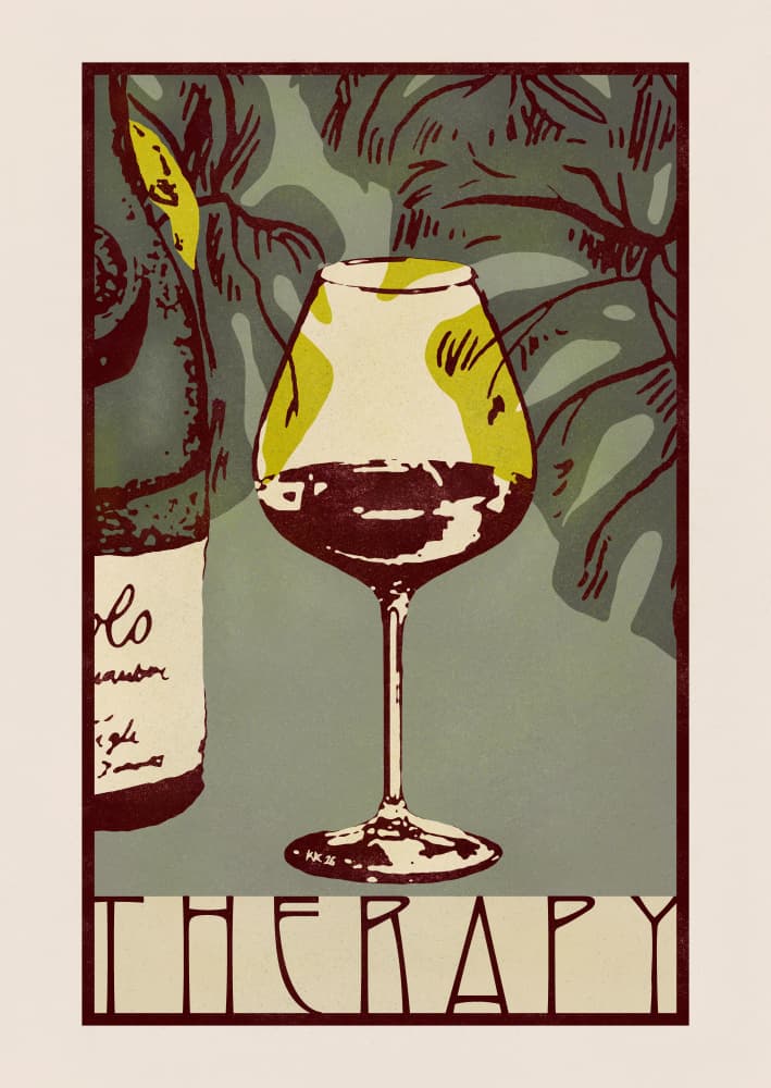 Red Wine Therapy by Katariina Kosunen — canvas wall art