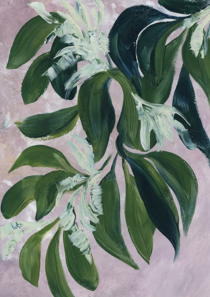 Abstract Greenery Blush by Rosana Laiz Blursbyai — canvas wall art