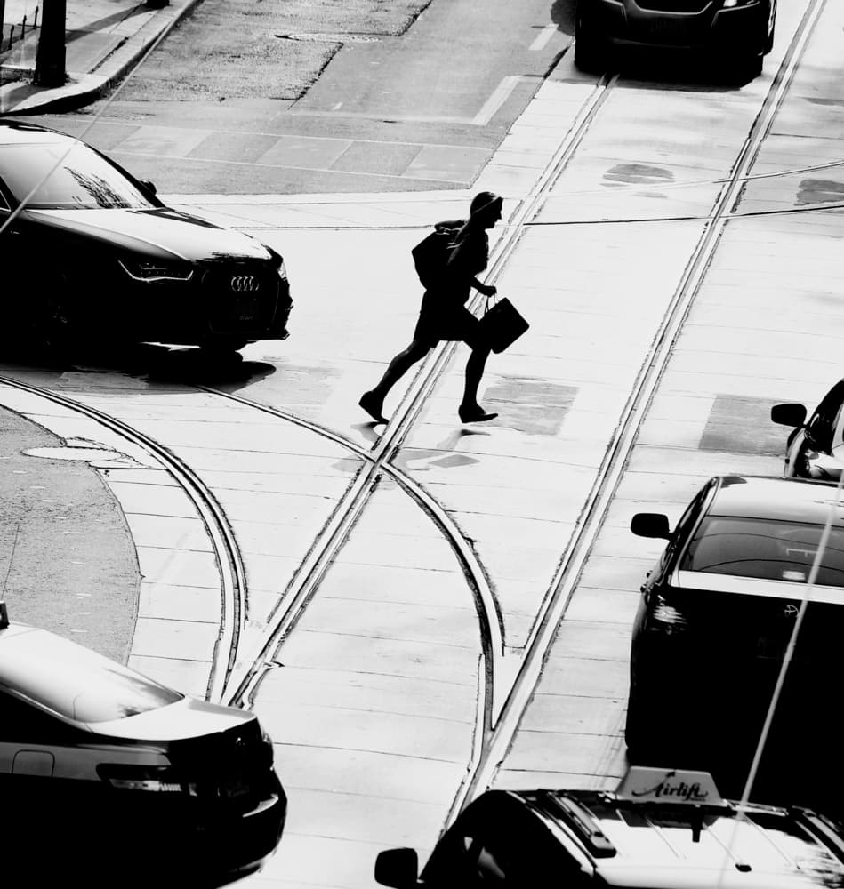 Urban Silhouette Dash by Jian Wang — canvas wall art