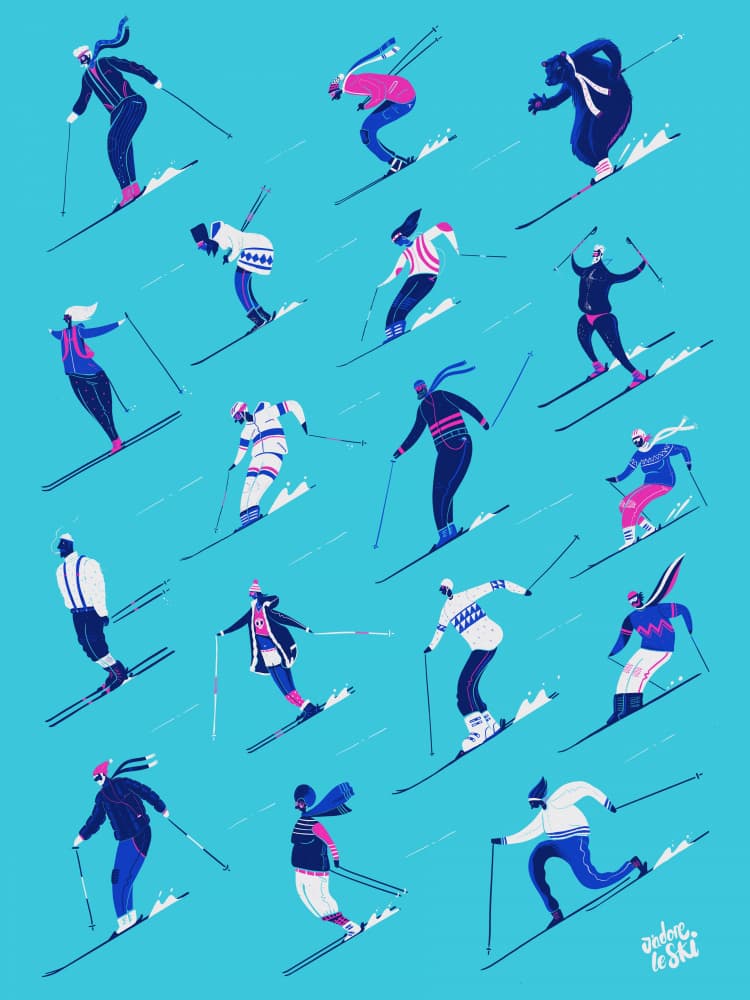 Dynamic Winter Skiers by Mark Harrison — canvas wall art