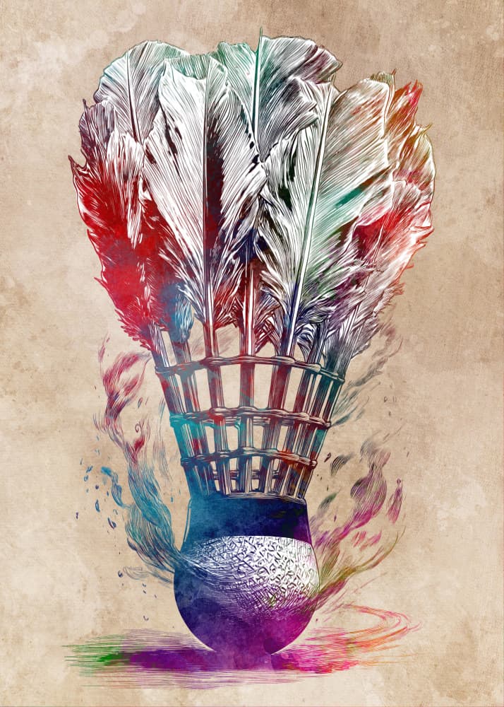 Colorful Badminton Shuttlecock by Justyna Jaszke — canvas wall art