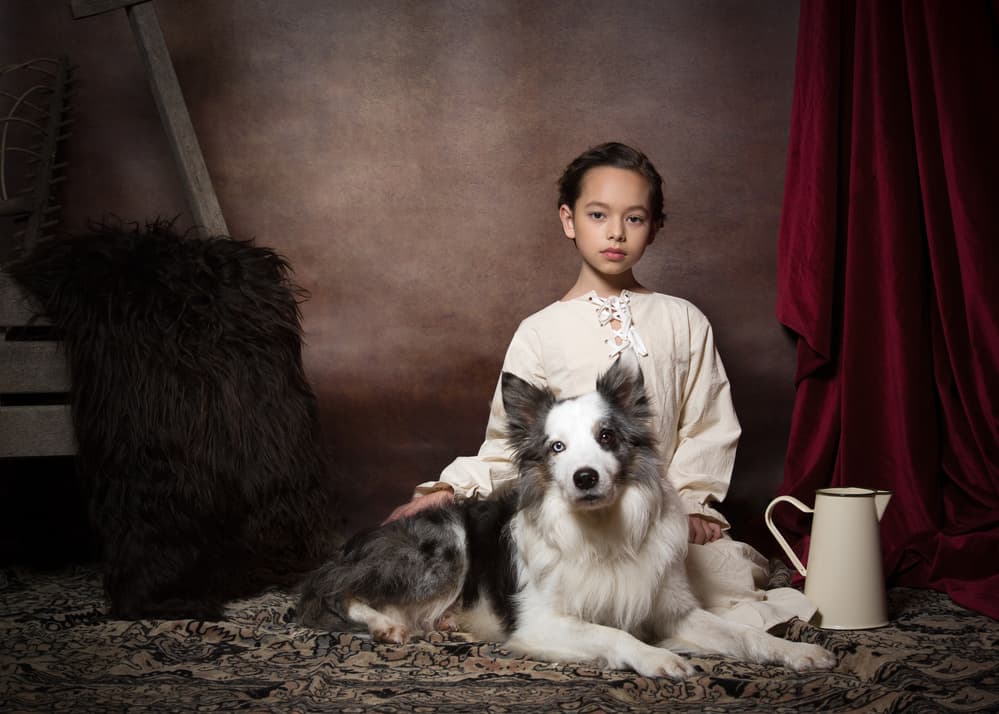 Rustic Child And Dog by Carine Belzon — canvas wall art