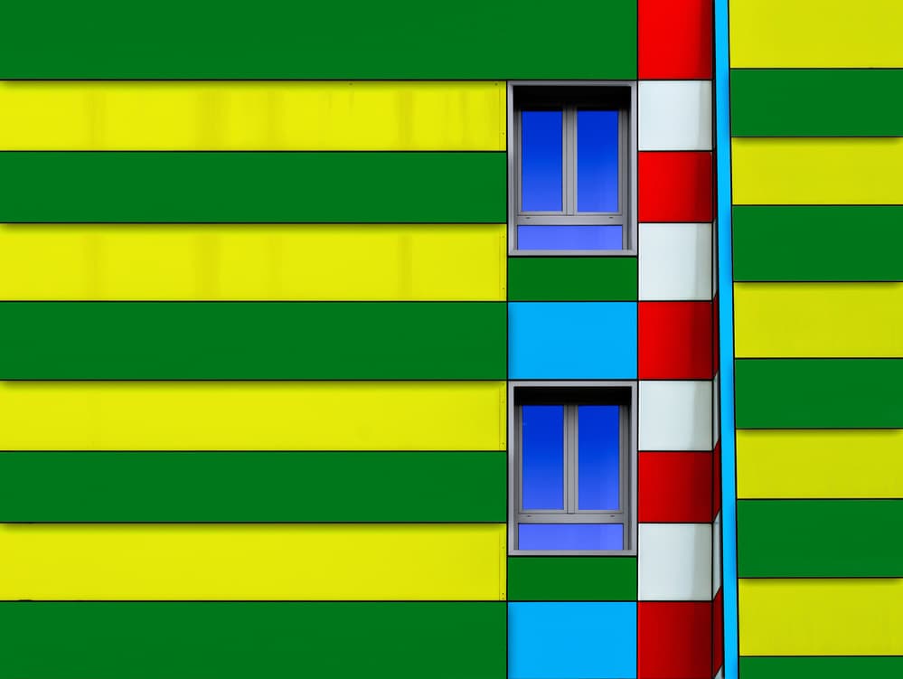 Colorful Geometric Facade by Alfonso Novillo — canvas wall art