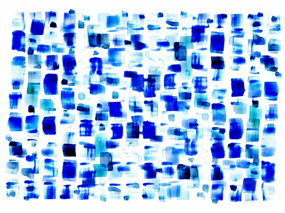 Dynamic Blue Brushstroke Grid by Danushka Abeygoda — canvas wall art