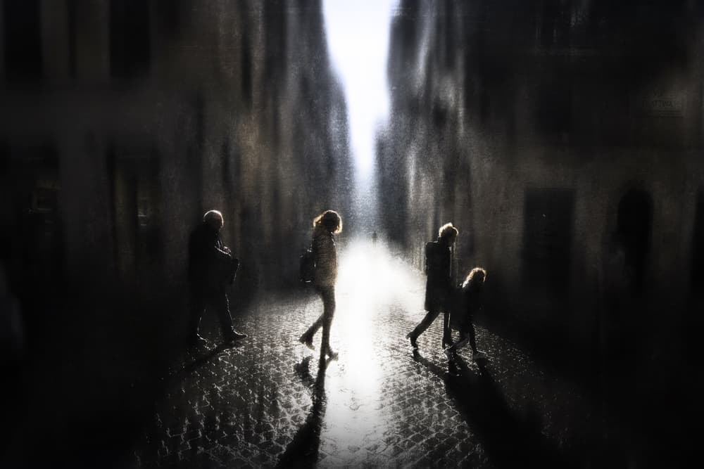 Street Light Silhouettes by Nicodemo Quaglia — canvas wall art