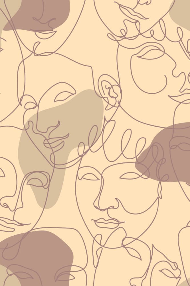 Earthy Abstract Line Faces by Anna Rose — canvas wall art