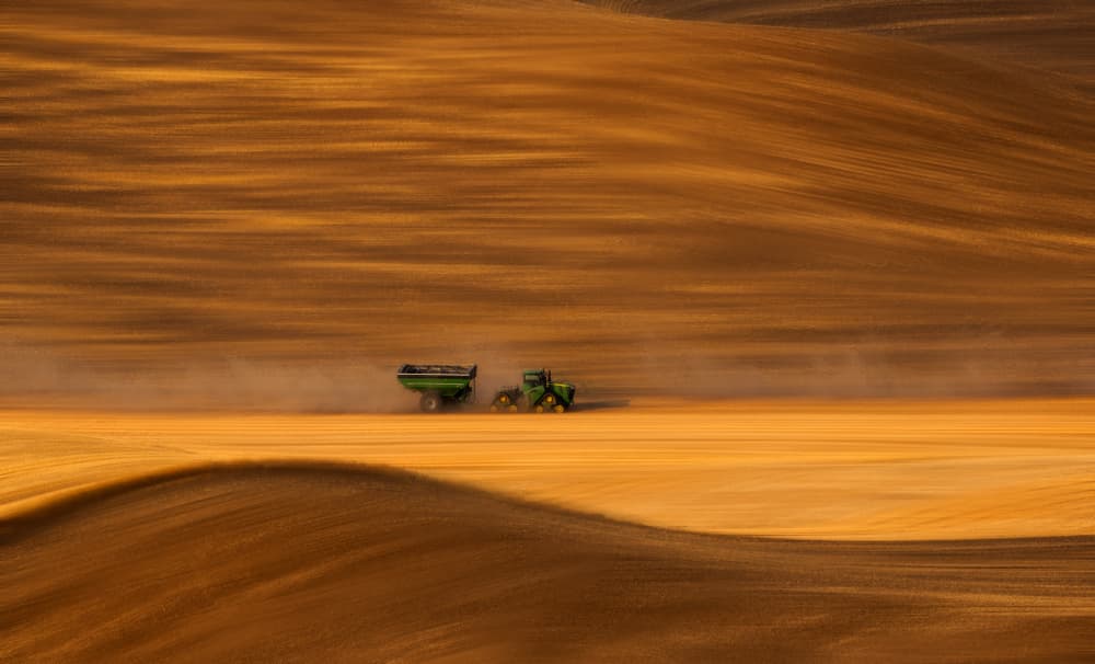 Golden Field Tractor by Joanna W — canvas wall art