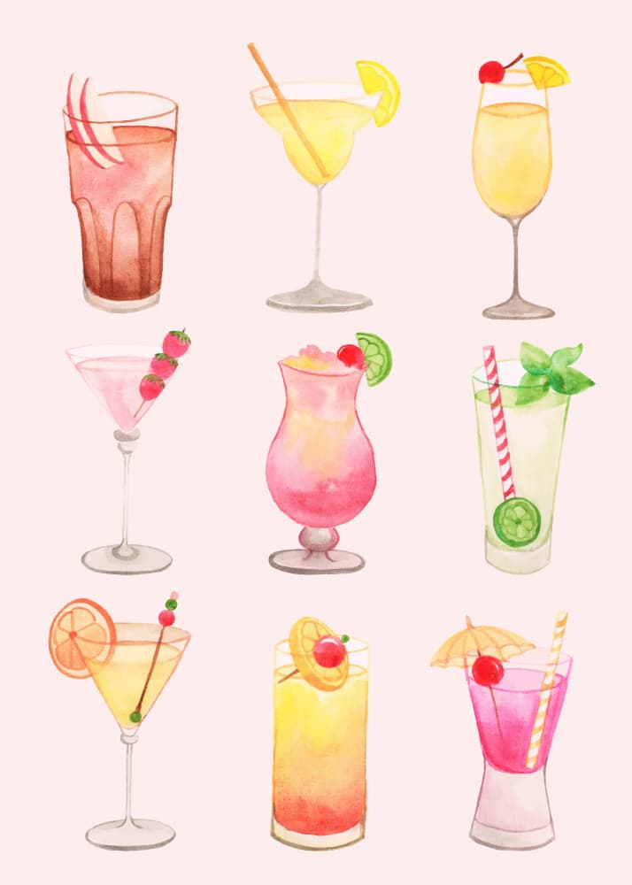 Vibrant Summer Cocktails by Flow Line — canvas wall art