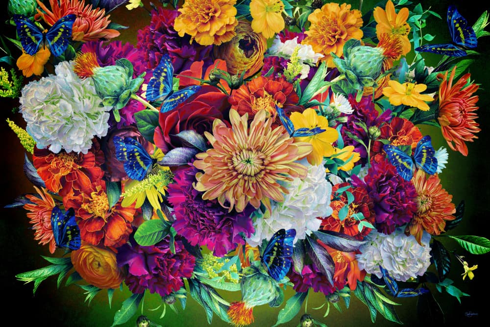 Vibrant Floral Bouquet by Sue Skellern — canvas wall art