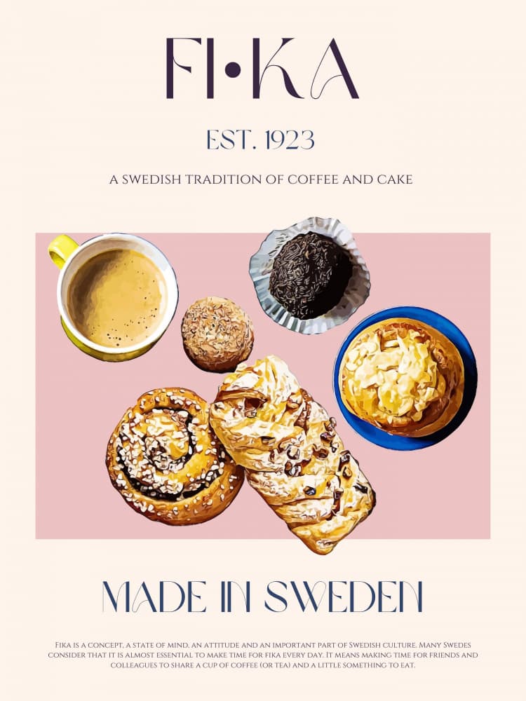 Swedish Fika Coffee Break by Nazma Khokhar — canvas wall art