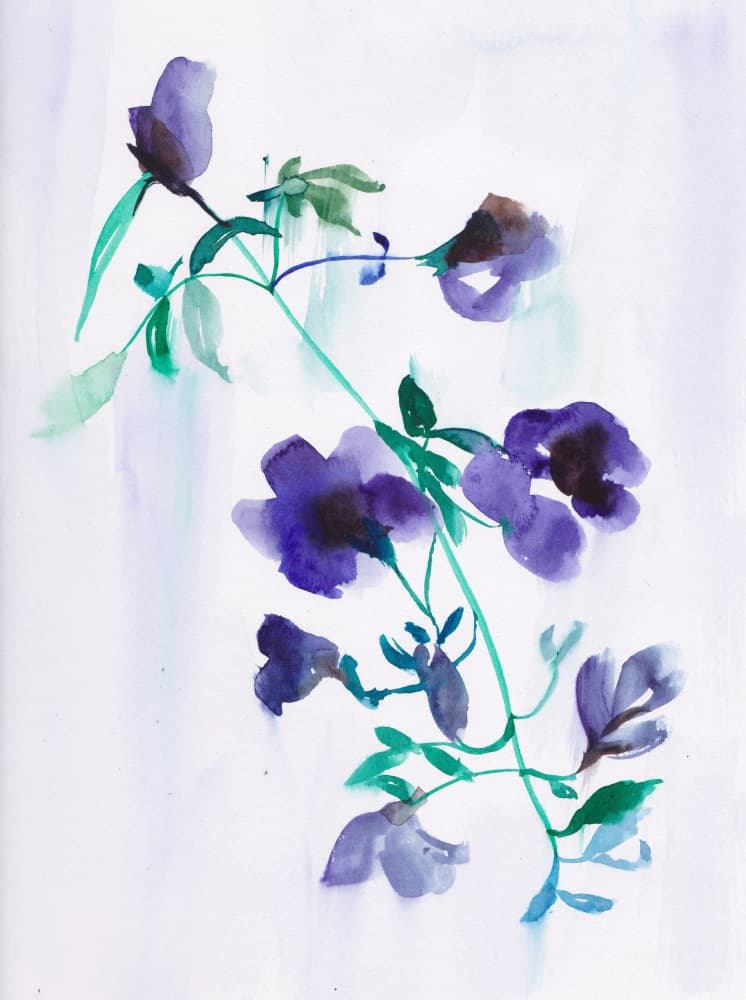 Purple Watercolor Blooms by Christine Lindstrom — canvas wall art