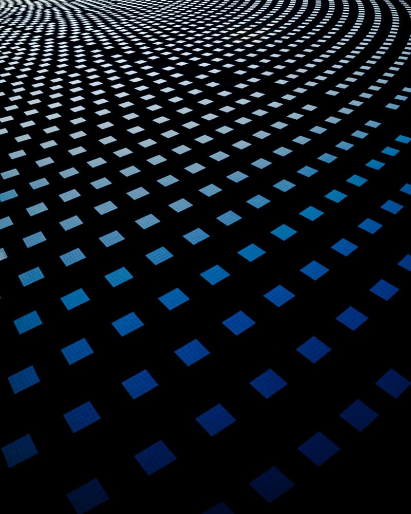 Curving Blue Squares by Witold Ziomek — canvas wall art