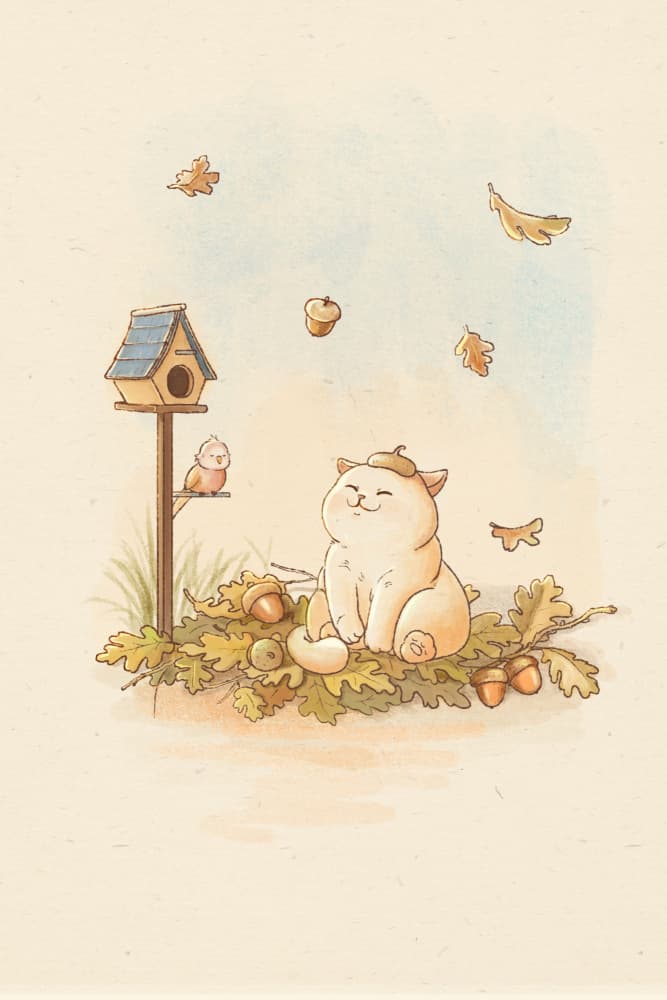 Cozy Autumn Cat by Xuan Thai — canvas wall art