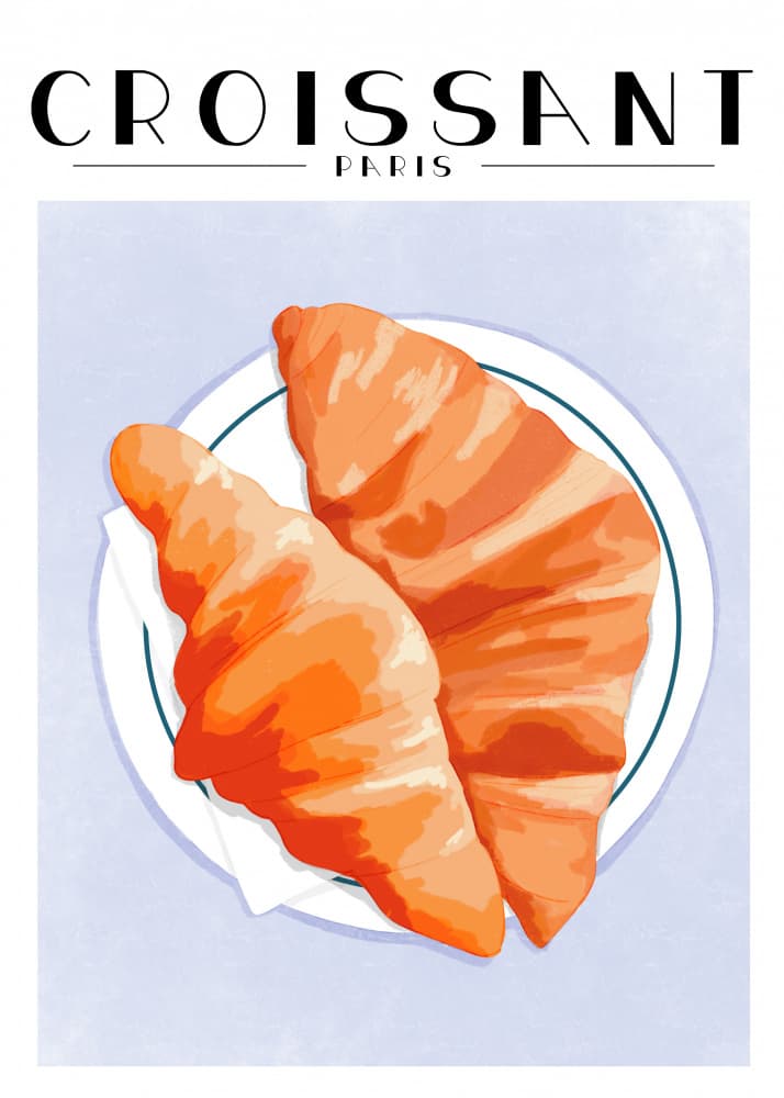 Golden Parisian Croissants by ByKammille — canvas wall art