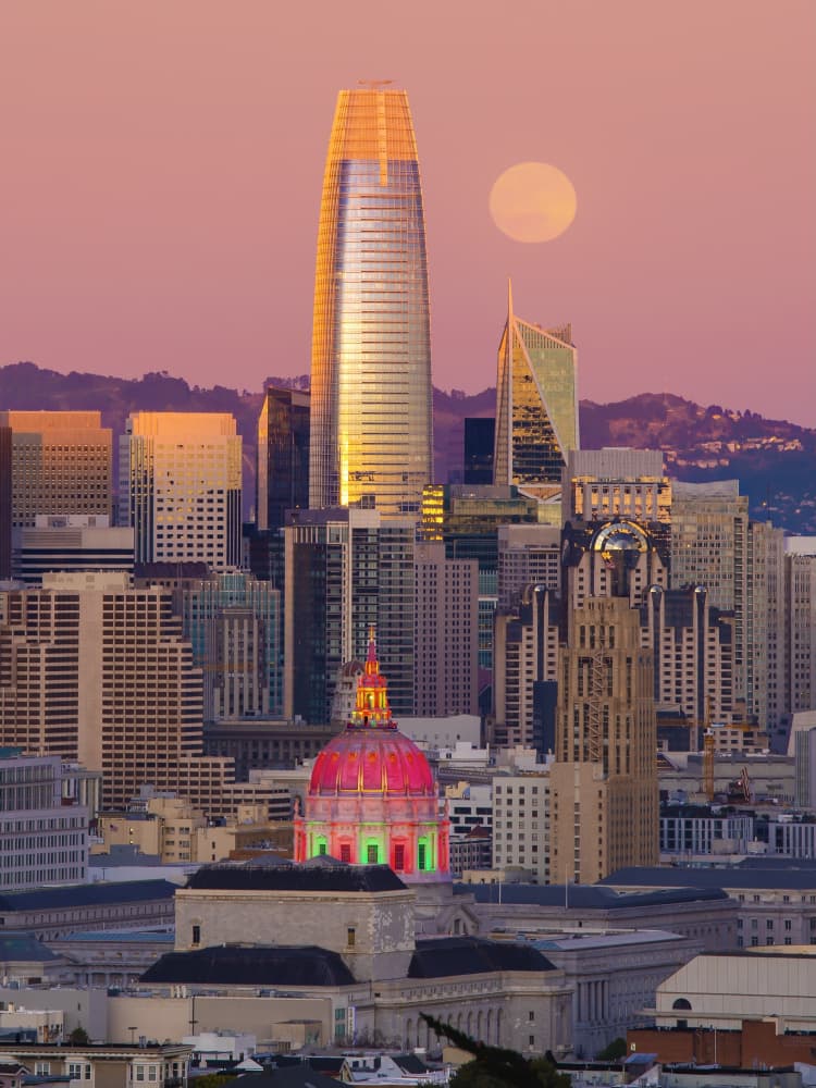San Francisco Twilight Moon by Chengming — canvas wall art