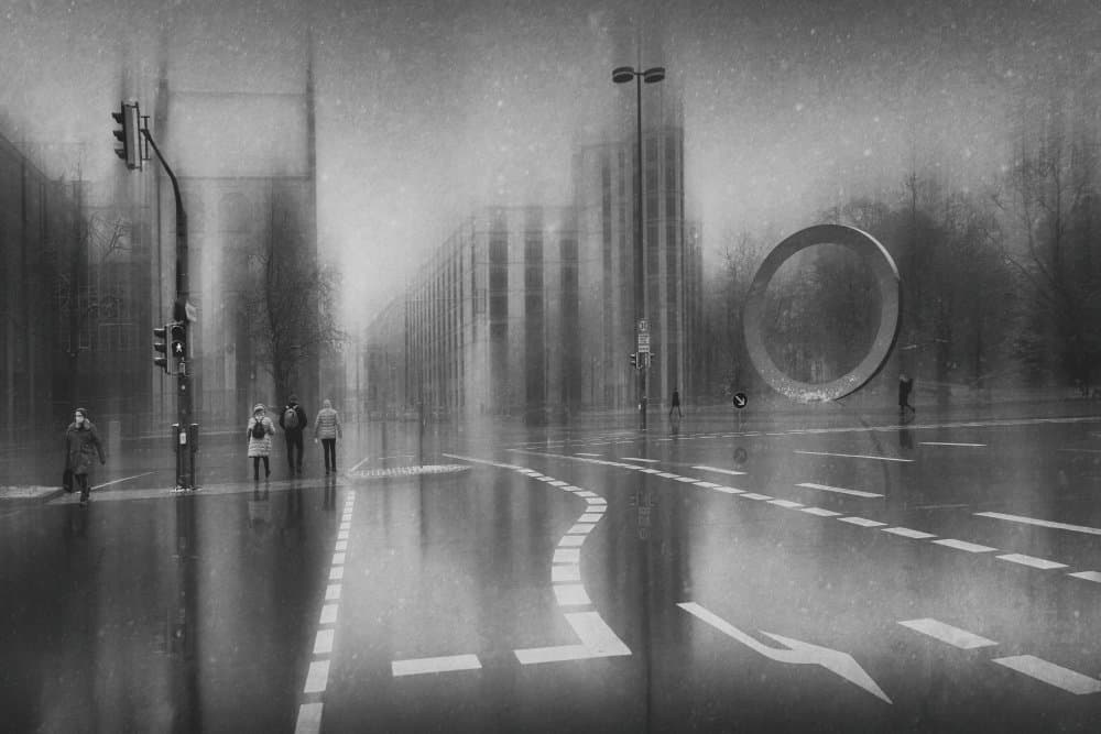 Rainy Urban Ring by Roswitha Schleicher-Schwarz — canvas wall art