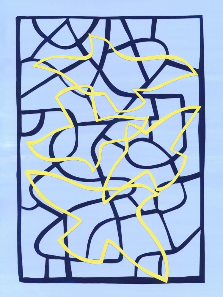 Dynamic Blue Yellow Maze by Isabelle Brent — canvas wall art