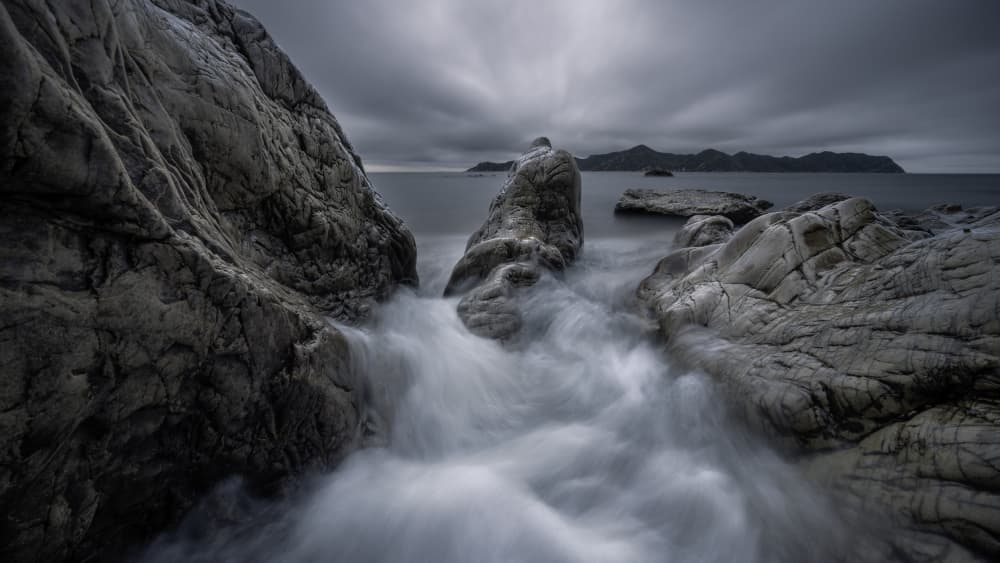 Stormy Ocean Rocks by YANGYING — canvas wall art