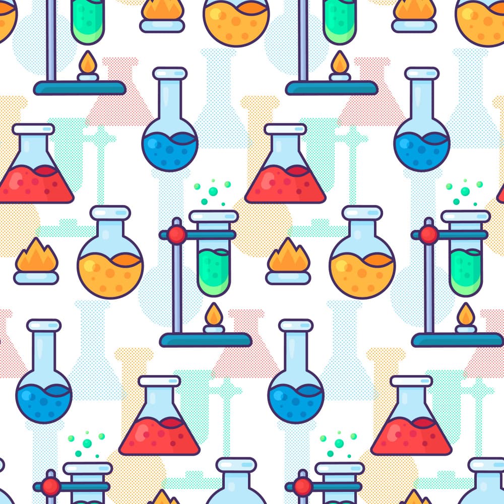 Bright Chemistry Lab Pattern by Marika Barsrsind β canvas wall art