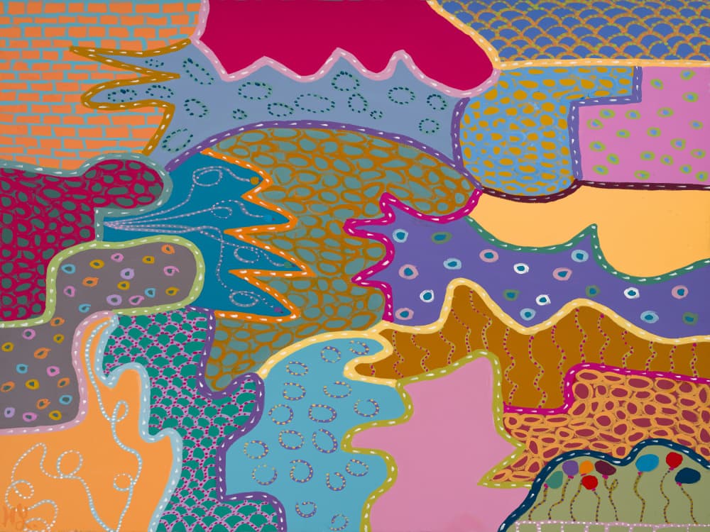 Vibrant Patchwork Design by Helen Joynson — canvas wall art