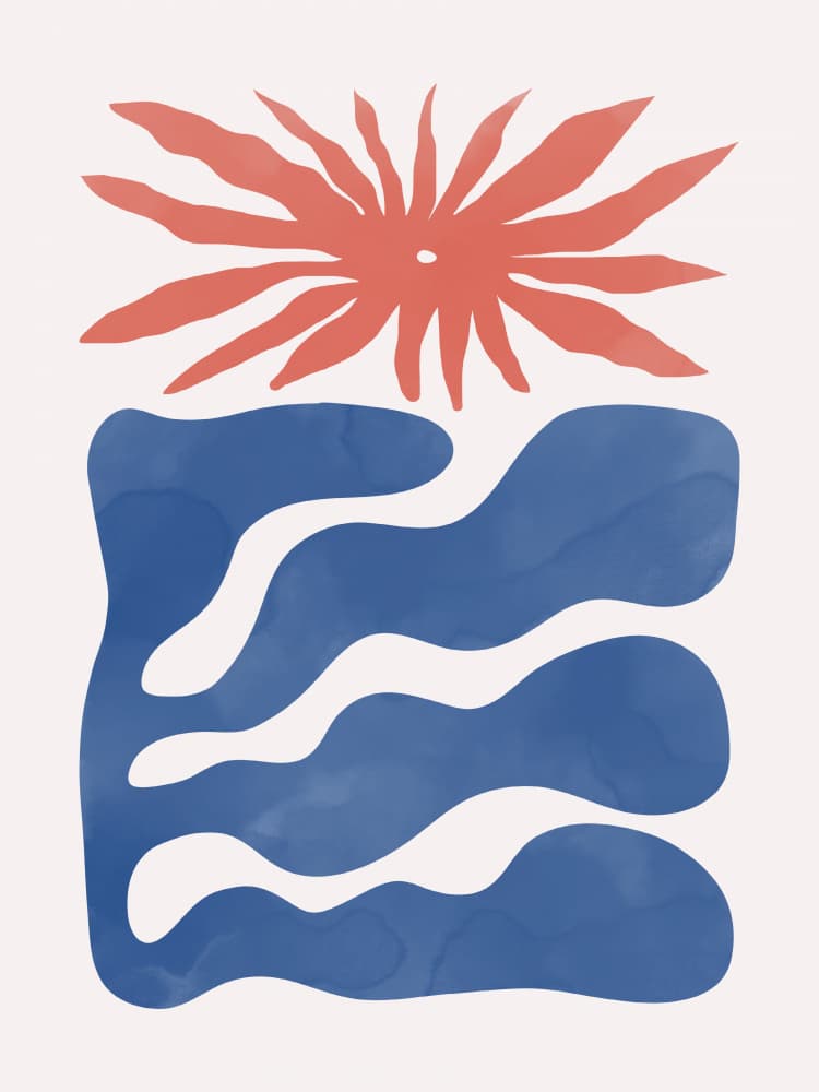 Desert Sun Blue Waves by Little Dean — canvas wall art