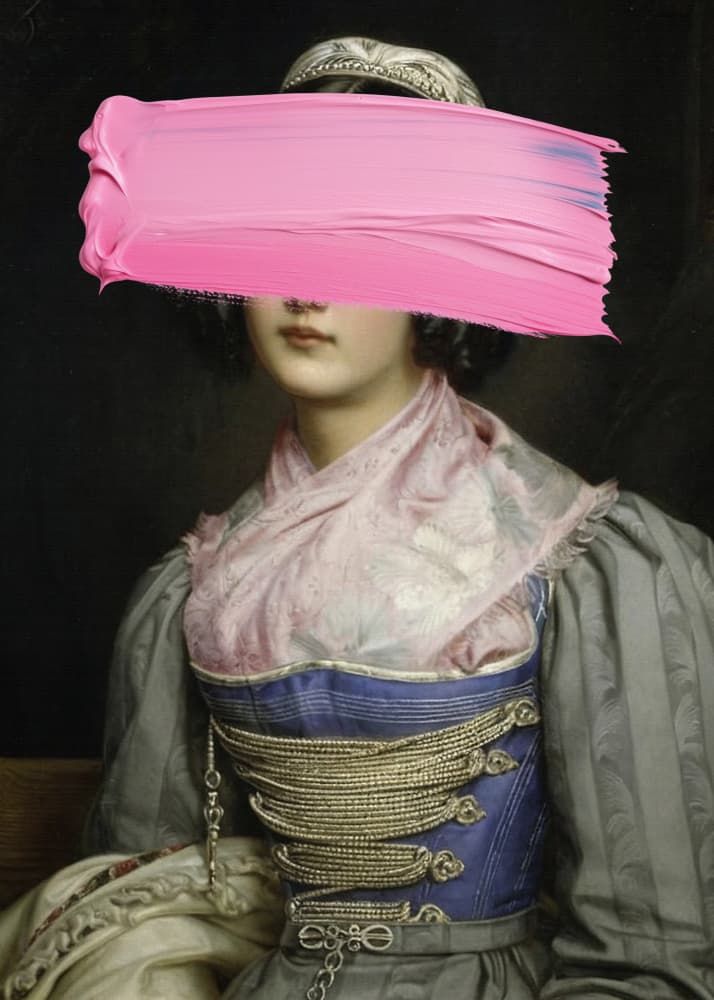 Pink Stroke Classic Portrait by The Art Concept — canvas wall art