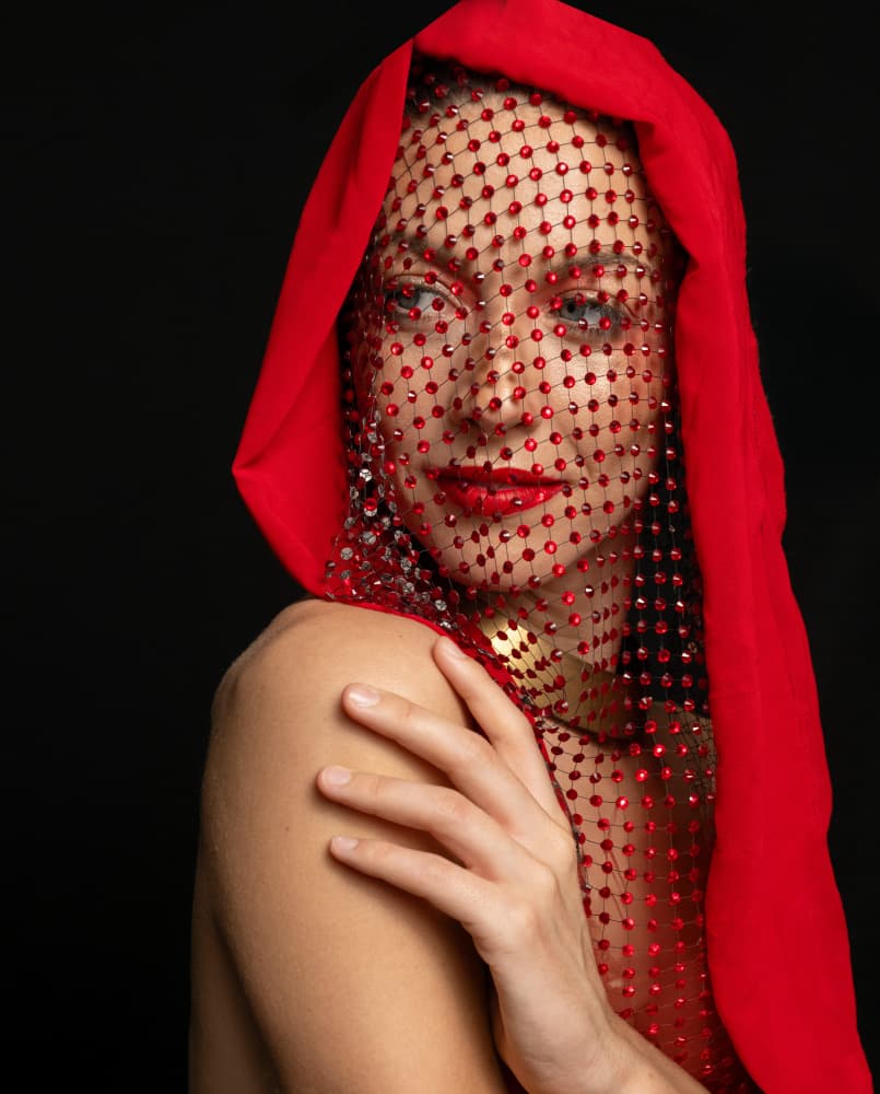 Red Veiled Beauty by Svetlana Kirzh — canvas wall art