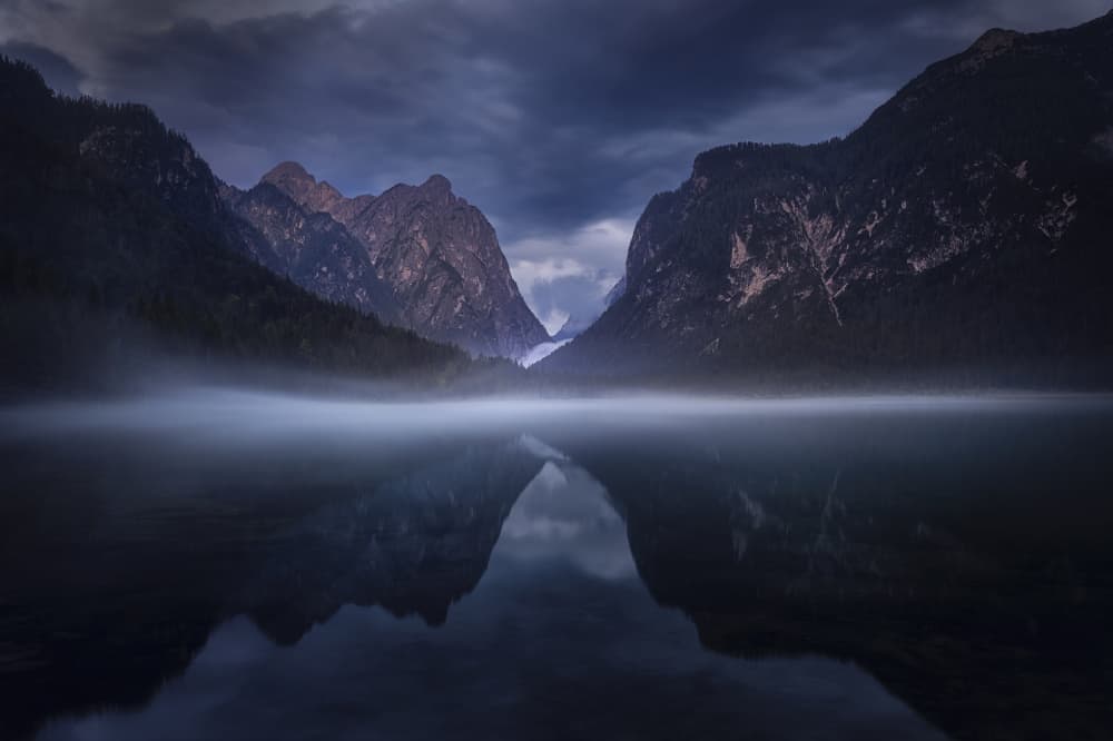 Misty Mountain Reflection by Martin Morávek — canvas wall art