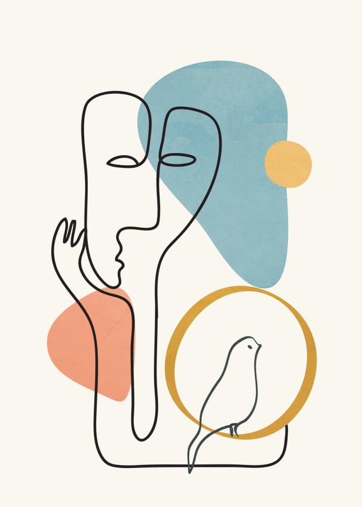 Abstract Faces Bird Line by City Art — canvas wall art