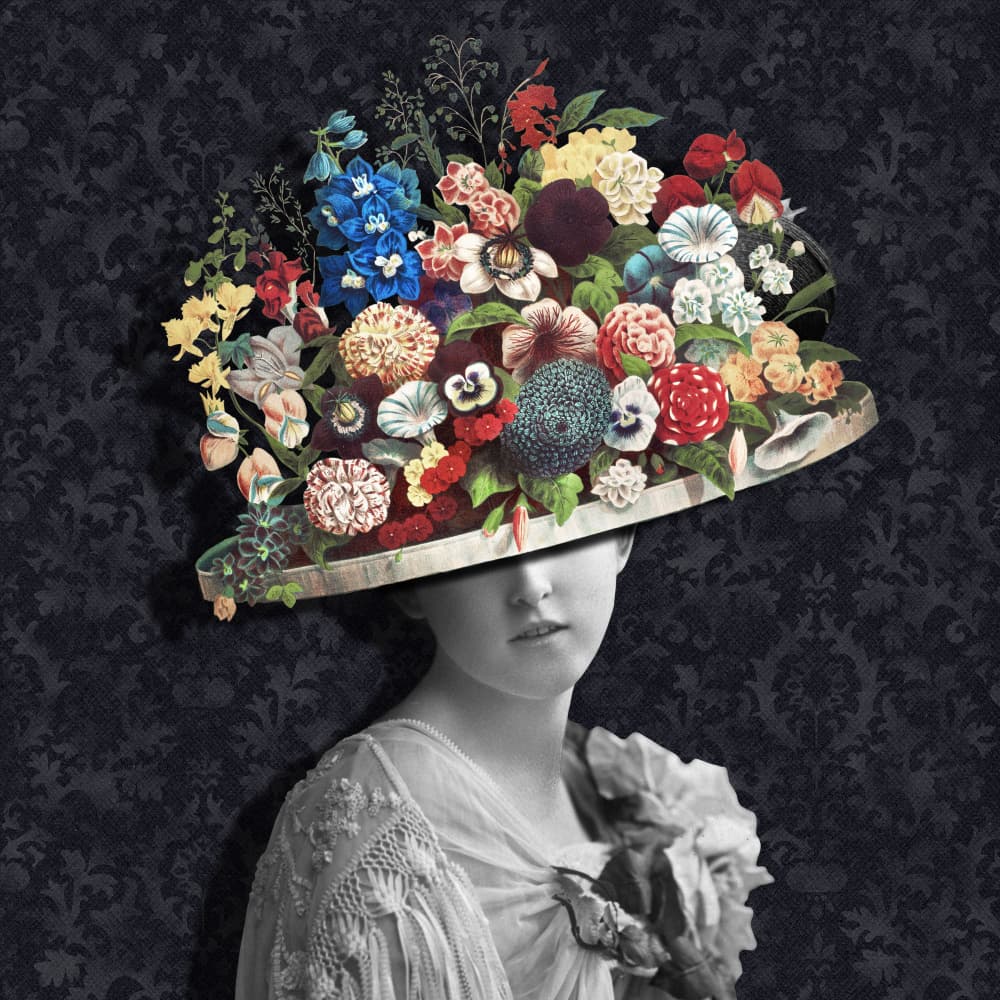 Elegant Floral Hat by Marja van den Hurk — canvas wall art