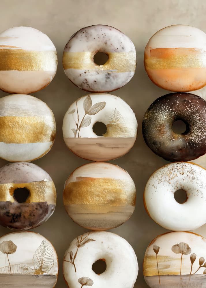 Elegant Gold Donuts by Justyna Jaszke — canvas wall art