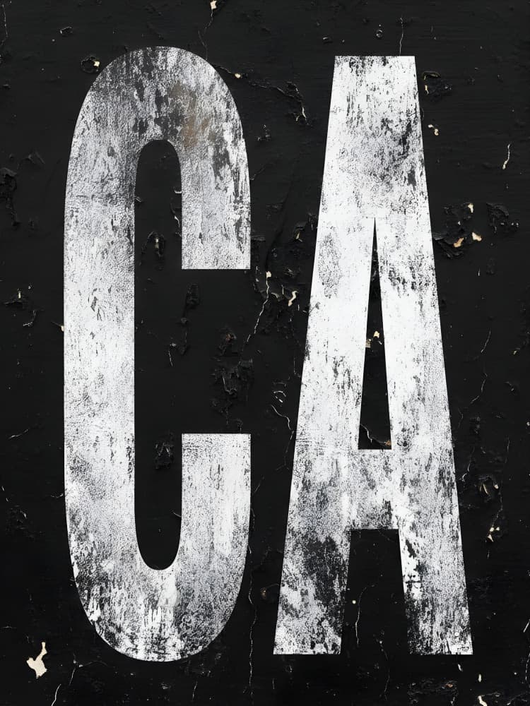 Grunge CA Letters by HUGO — canvas wall art