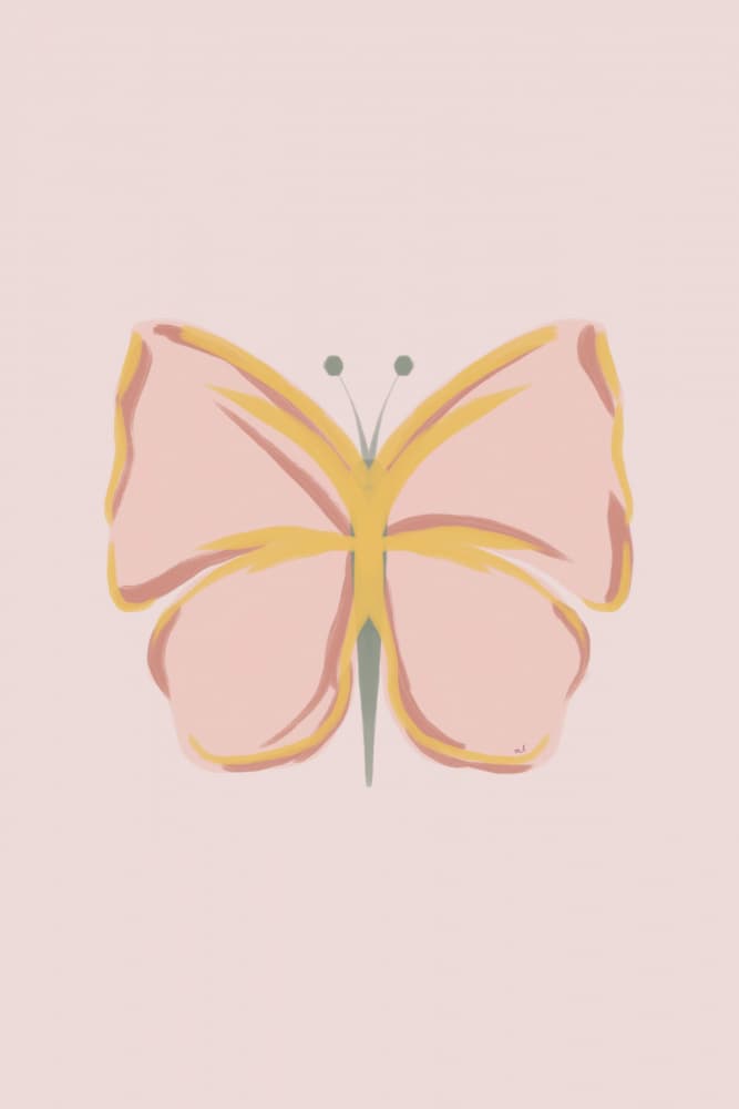 Pink Pastel Butterfly by Menina Lisboa — canvas wall art
