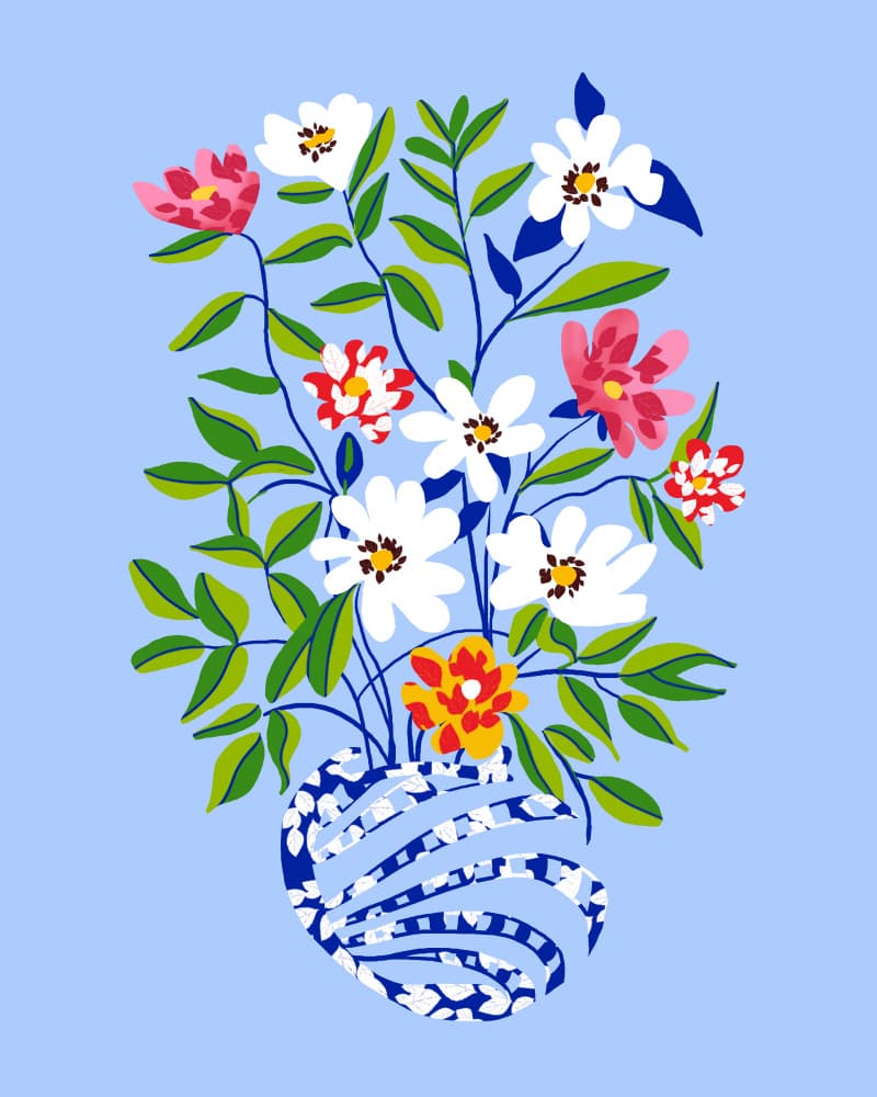 Colorful Floral Bouquet by Uma Gokhale — canvas wall art