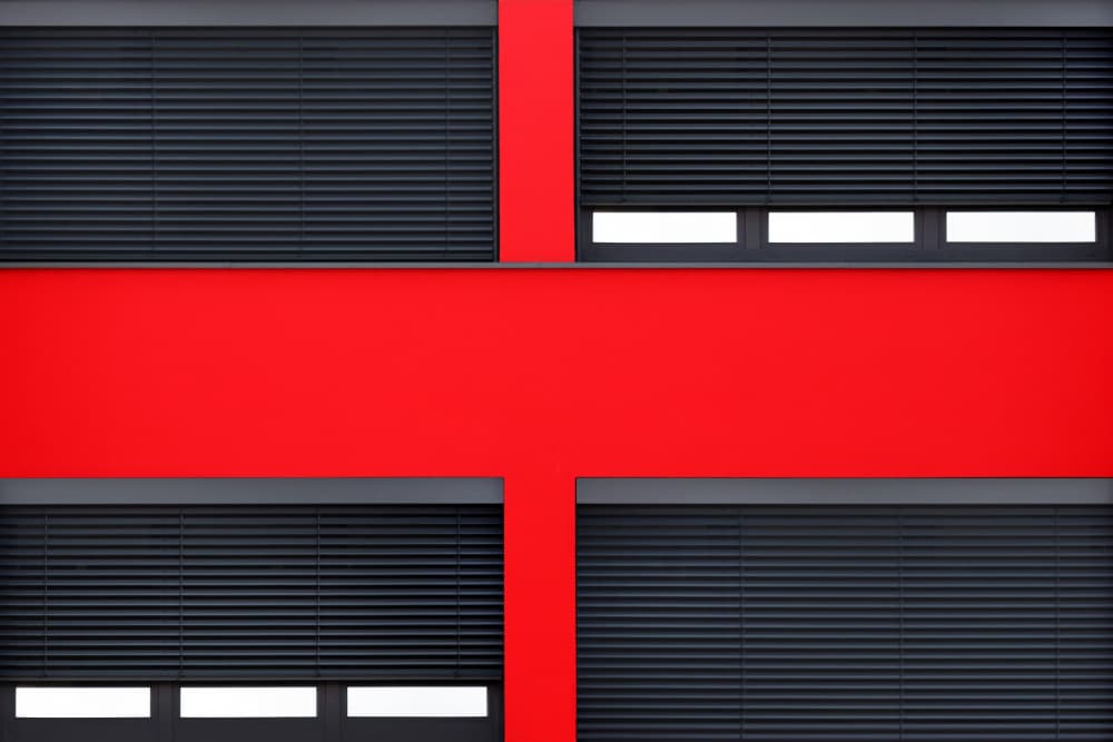 Modern Red Building by Hans-Wolfgang Hawerkamp — canvas wall art