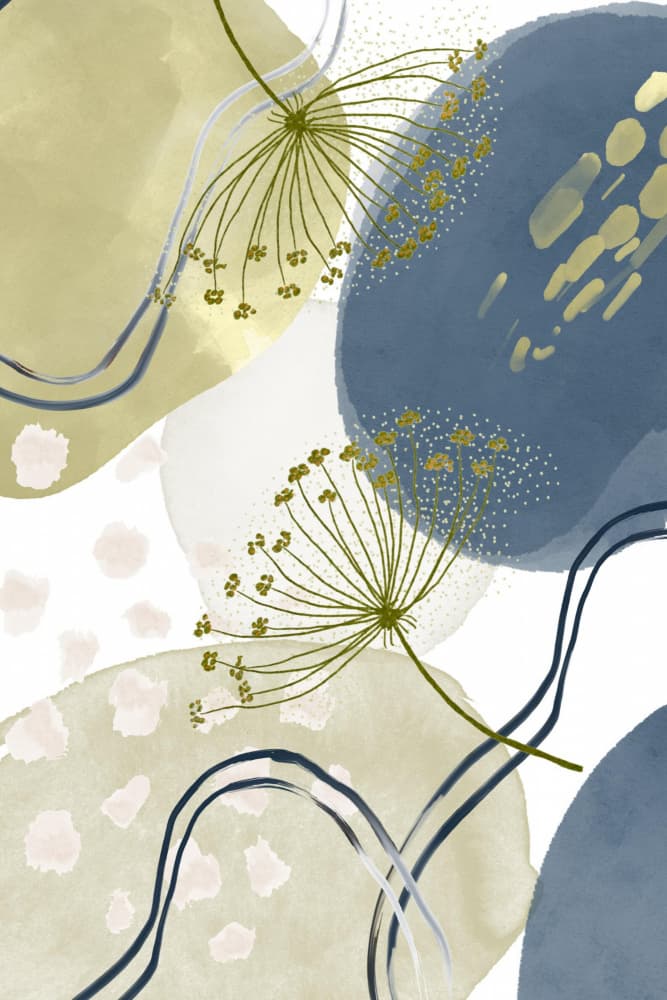 Abstract Blue Botanicals by Sally Ann Moss — canvas wall art
